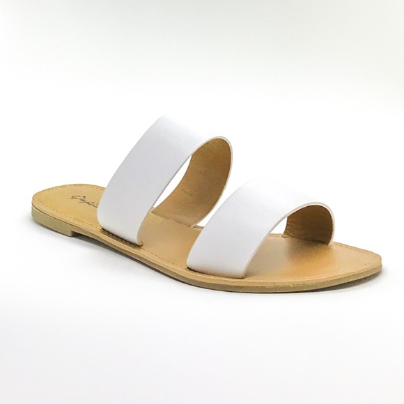 LAST PAIR🚨 White Two Band Slides - Picture 2 of 5